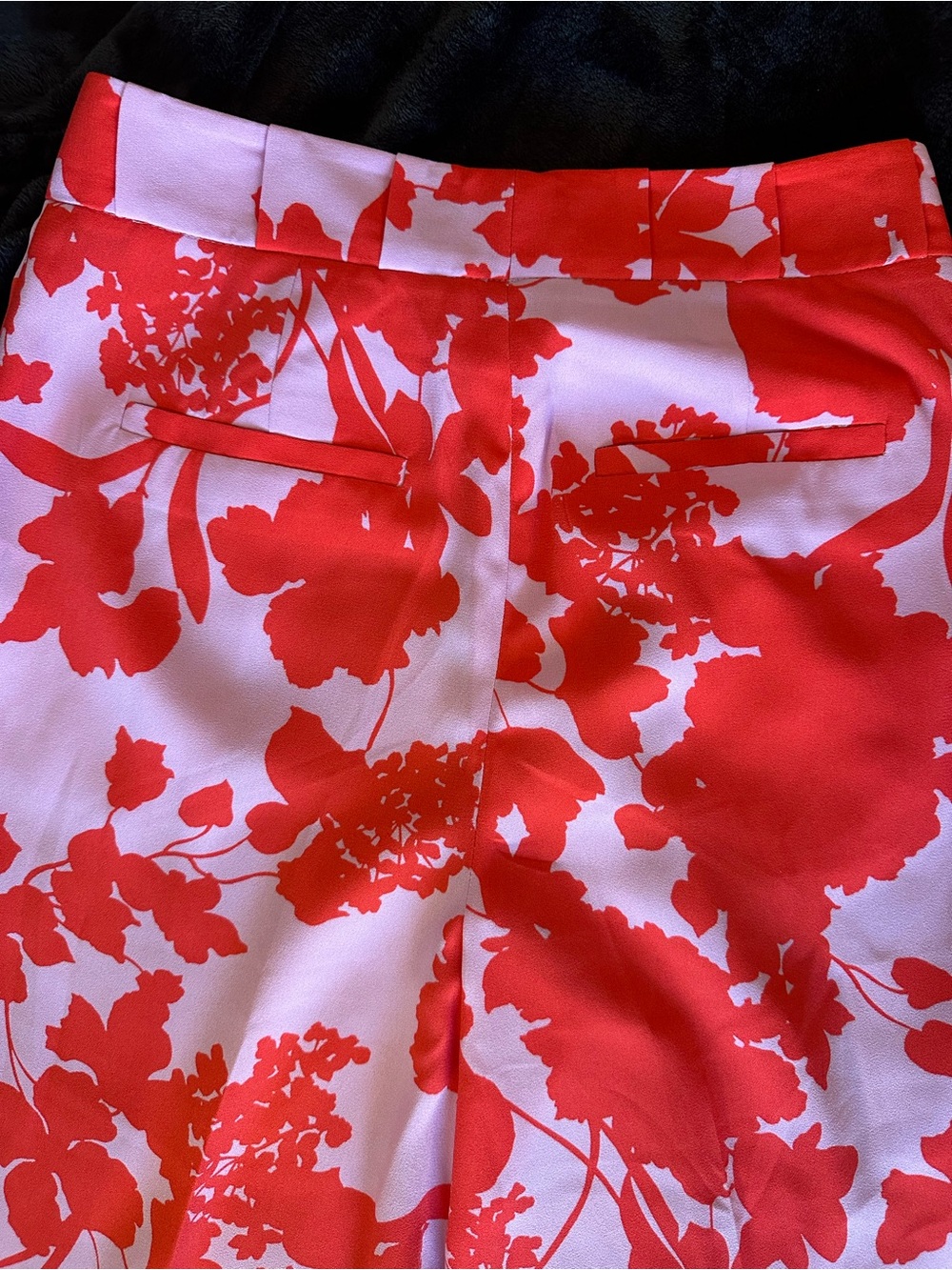 Halogen x Atlantic-Pacific Floral Wide Leg Pants Pink Red High Rise Size 4 - Picture 9 of 13